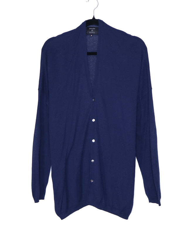 PAS DE CALAIS Cotton Linen Cardigan Navy Blue Long Sleeves Women's 38/US 4-6