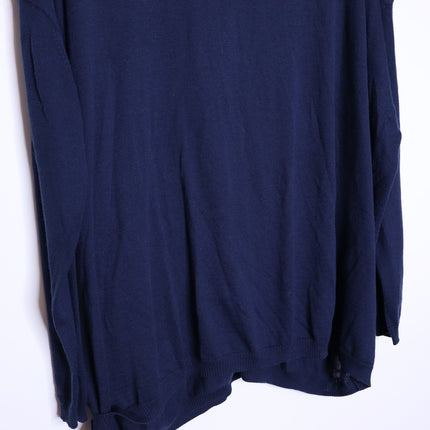 PAS DE CALAIS Cotton Linen Cardigan Navy Blue Long Sleeves Women's 38/US 4-6