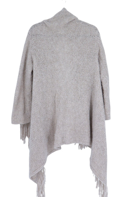 SEFTE + THE HUNTRESS Fringe Open Cardigan Oatmeal Long Sleeve Women's OS