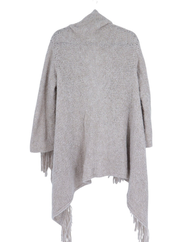 SEFTE + THE HUNTRESS Fringe Open Cardigan Oatmeal Long Sleeve Women's OS