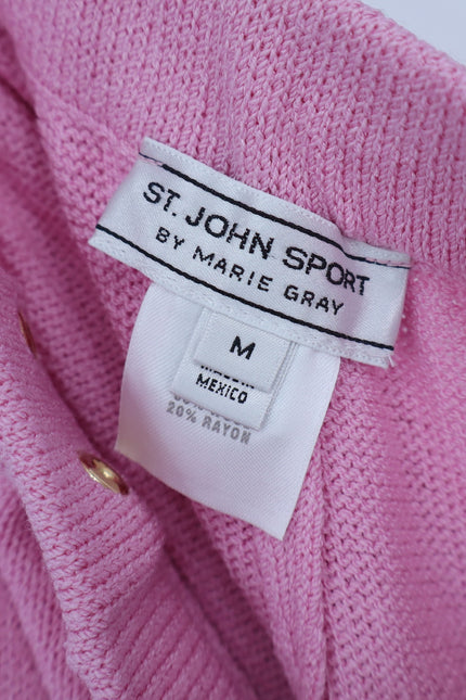 ST. JOHN SPORT Wide Leg Sweater Pant Santana Knit Pink Track Suit Women's M