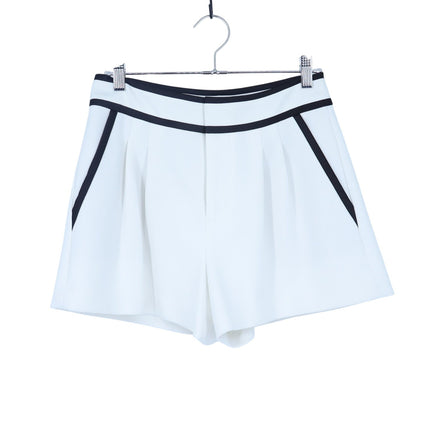 Alice + Olivia Esta Pleated Short White High Rise Contrast Trim Casual Women's 4