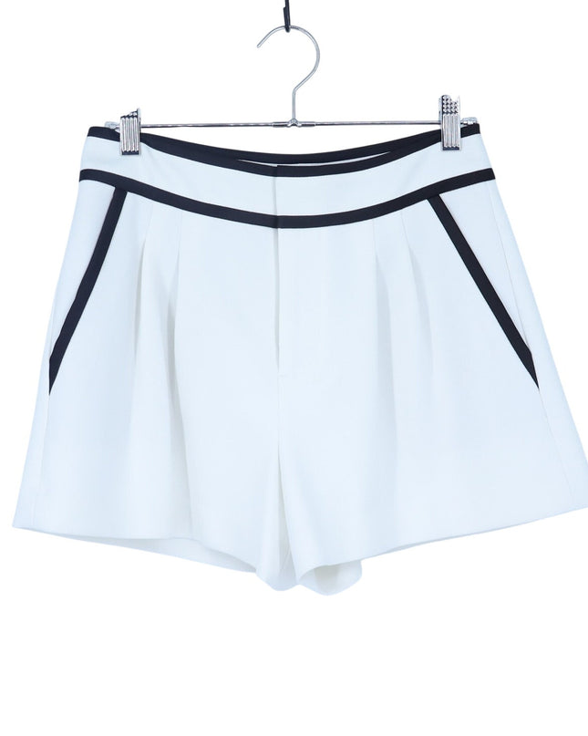 Alice + Olivia Esta Pleated Short White High Rise Contrast Trim Casual Women's 4