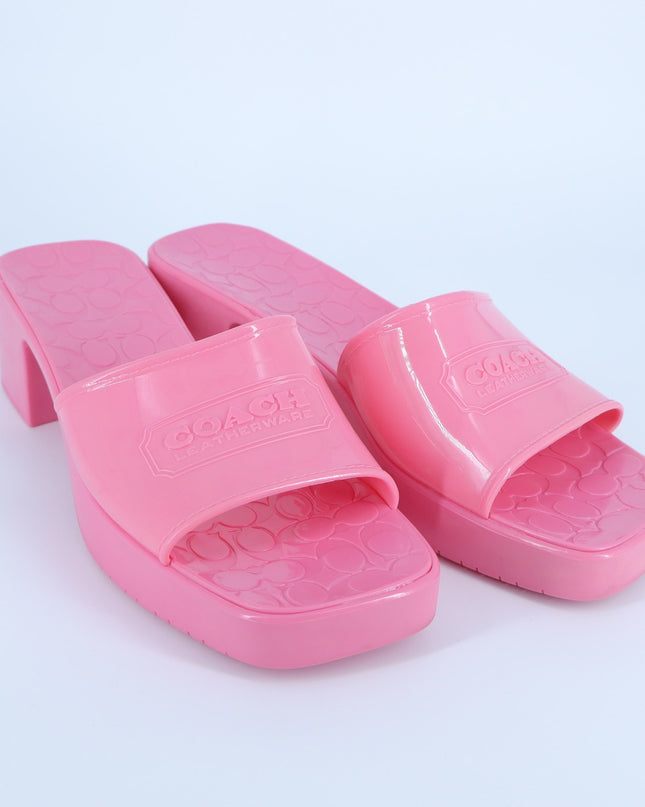 Coach Scarlett Rubber Heeled Sandal Pink Petunia Slip On Slide Women's 10