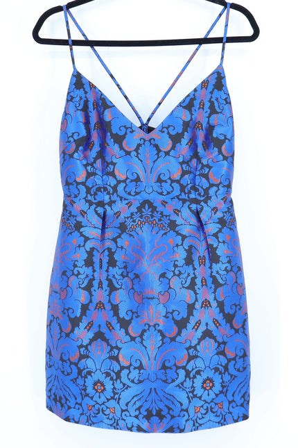 FREE PEOPLE Queen of Hearts Brocade Mini Dress Indigo and Black Women's 6
