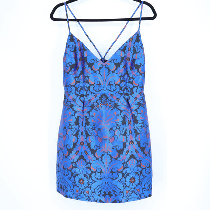 FREE PEOPLE Queen of Hearts Brocade Mini Dress Indigo and Black Women's 6