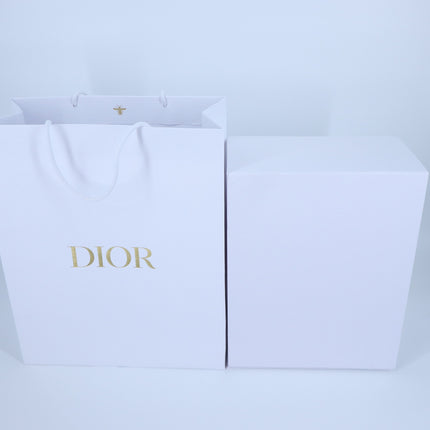DIOR White Pebbled Flip Top Tab Closure Gift Box with Carry Bag