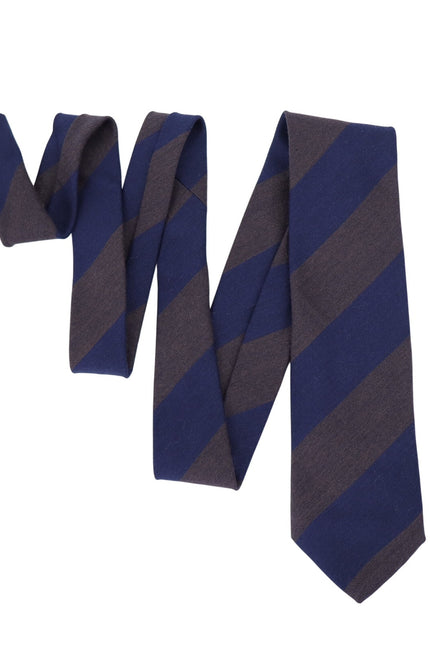 GEOFF NICHOLSON Striped Summer Wool Neck Tie Brown and Navy Businesswear OS