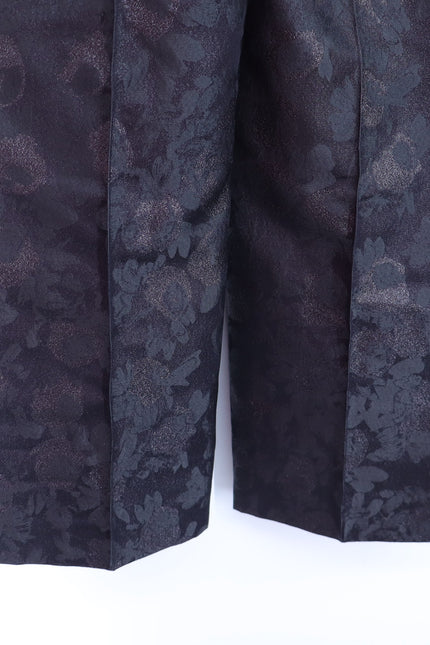 VERA WANG Brocade Silk Dress Pants Floral Black and Silver Women's 0