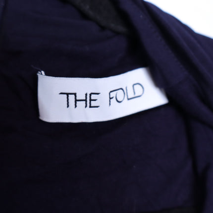 THE FOLD Wrap Belted Midi Dress Navy Blue Long Sleeve Women's 8