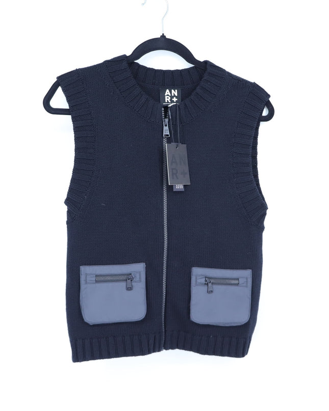 Alp n Rock Carsten Knit Vest Sweater Black NWT Sleeveless Front Zip Women's S