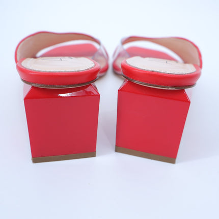 AGL Angie Leather Slide Red Heeled Sandals Art To Wear Women's 38/US 8