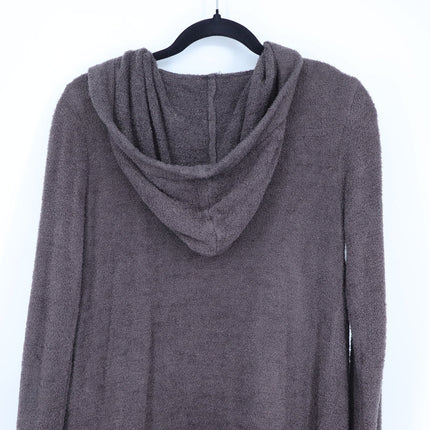 Barefoot Dreams CozyChic Lite Hooded Cardigan Brown Open Longline Women's XS/S