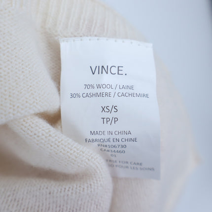 Vince Cashmere & Wool V-Neck Poncho Sweater Ivory Pullover Women's XS/S