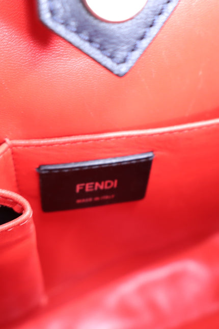 FENDI Medium Calfskin Leather 2Jours Shopping Tote Bag Navy with Red