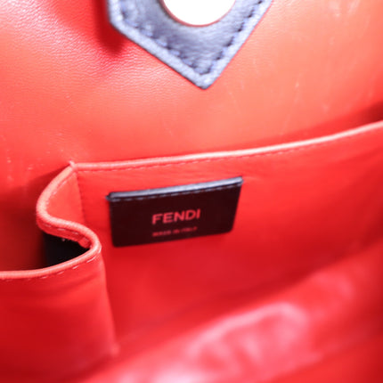 FENDI Medium Calfskin Leather 2Jours Shopping Tote Bag Navy with Red