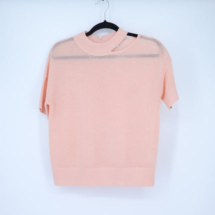 Akris Punto Cutout Neck Wool Knit Sweater Light Peach Short Sleeve Women's 4