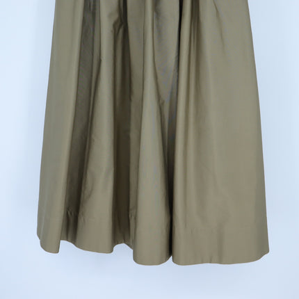 Nordstrom Smocked Cotton Midi Skirt Olive Green A-Line Pull On Women's XS