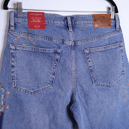 LUCKY NWT Legend Mid Rise Boy Jeans Blue Medium Wash Straight Leg Women's 10