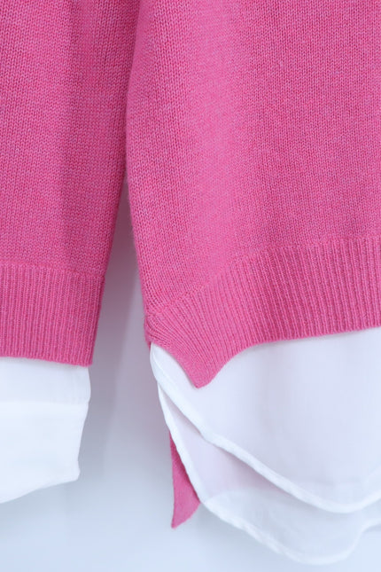 BROCHU WALKER Looker Layered V-Neck Sweater Pink Cashmere Pullover Women's S