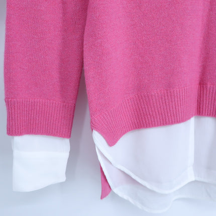 BROCHU WALKER Looker Layered V-Neck Sweater Pink Cashmere Pullover Women's S