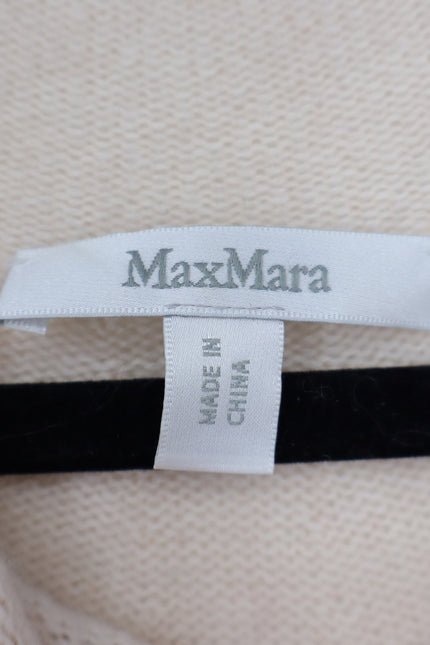 MAXMARA High Neck Cashmere Sweater Ivory Long Sleeve Quiet Luxury Women's L
