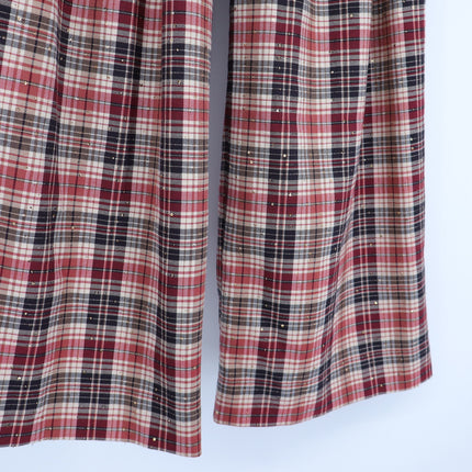 Maeve Avery Sparkle Pleated Wide Leg Trousers Plaid Red Multicolor Women's XS