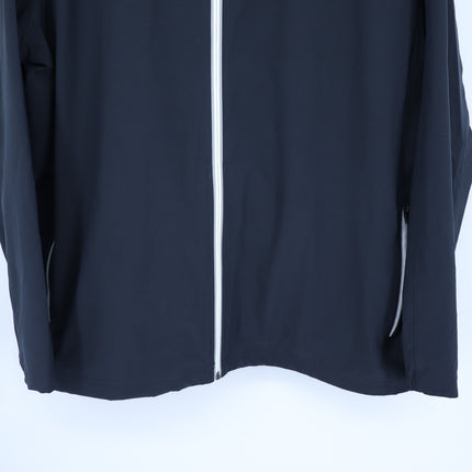 Rhone Rain or Shine Full Zip Jacket Black Hideaway Hood Windbreaker Men's XXL