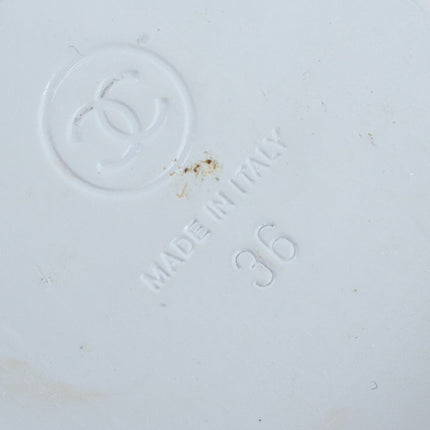 Chanel Interlocking CC Logo Leather Sandal White Slingback Women's 36/US 5.5