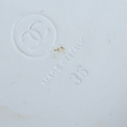 Chanel Interlocking CC Logo Leather Sandal White Slingback Women's 36/US 5.5
