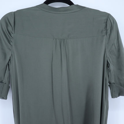 Joie Silk Romper Fatigue Green NWT Belted Half Button Tab Sleeve Women's XS