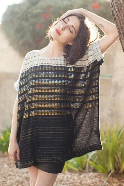 ACE & JIG Nile Metallic Tunic Top Black NWT Lurex Oversized Lagenlook Women's L
