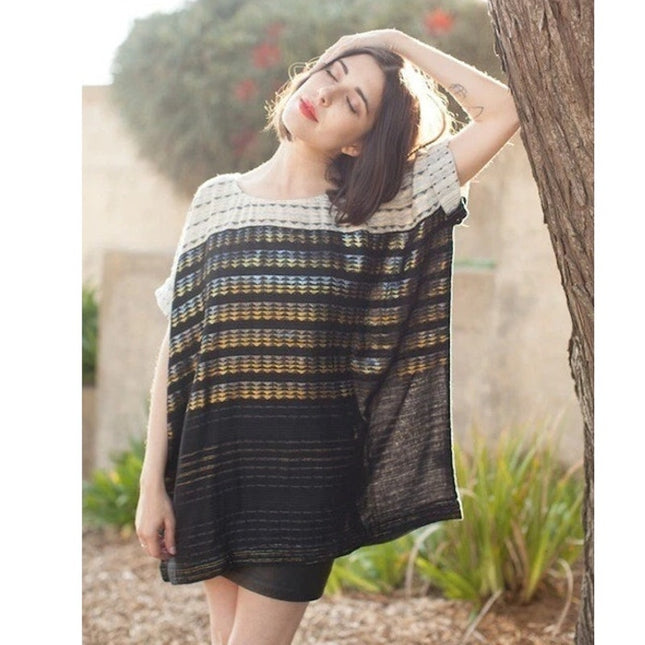 ACE & JIG Nile Metallic Tunic Top Black NWT Lurex Oversized Lagenlook Women's L