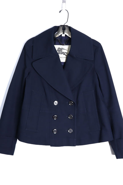BURBERRY Crop Double Breasted Swing Jacket Dark Navy Long Sleeve Women's 40/US 6