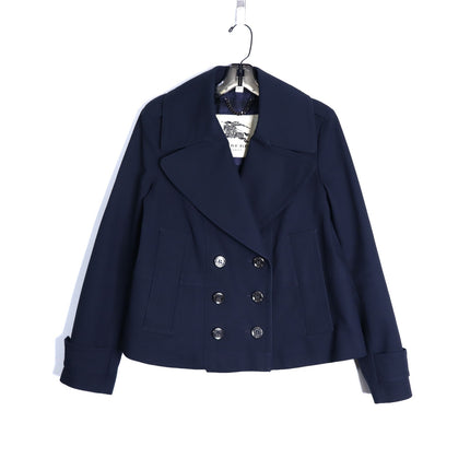 BURBERRY Crop Double Breasted Swing Jacket Dark Navy Long Sleeve Women's 40/US 6