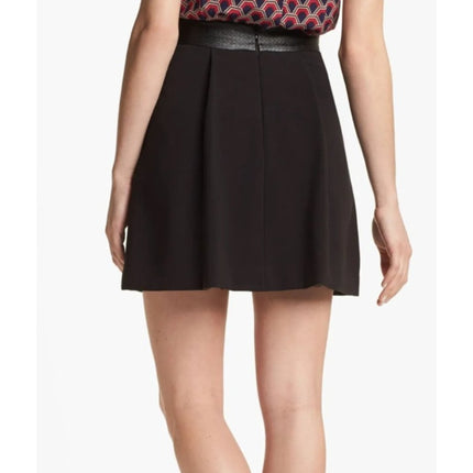 Trina Turk Kimbra Pleated Mini Skirt Black Weave Embossed Waist Women's 8
