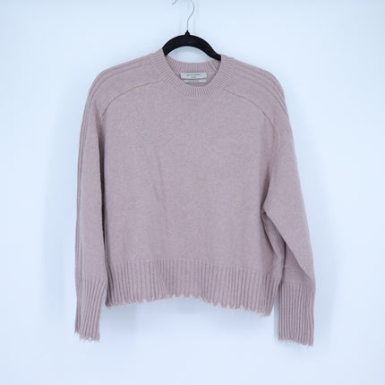 AllSaints Kiera Cashmere Crew Sweater Pashima Pink Distressed Pullover Women's S
