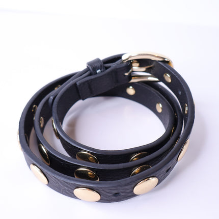 EVEREVE Skinny Lennox Studded Belt Black and Gold Women's XS/S