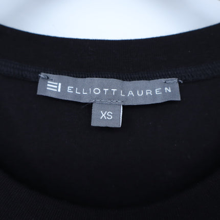 Elliott Lauren Knit Woven Combo Dress Black Contrast Stitch Midi Women's XS