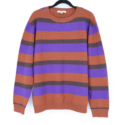 Daydreamer Sahara Stripe Pullover Sweater Purple Brown Long Sleeve Women's M
