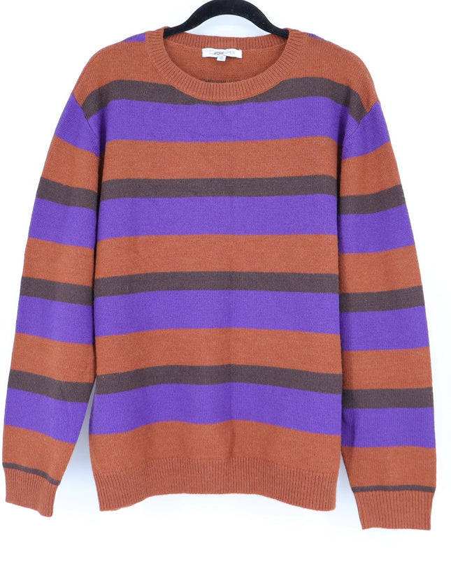 Daydreamer Sahara Stripe Pullover Sweater Purple Brown Long Sleeve Women's M