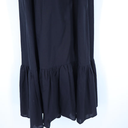 Mille Slip Maxi Dress Black Frill Hem Strappy Sleeve Summer Casual Women's XXS