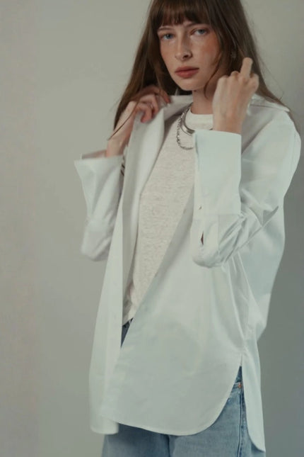 CLASSIC SIX Donna Button Down Shirt White Long Sleeve Cotton Blouse Women's 8