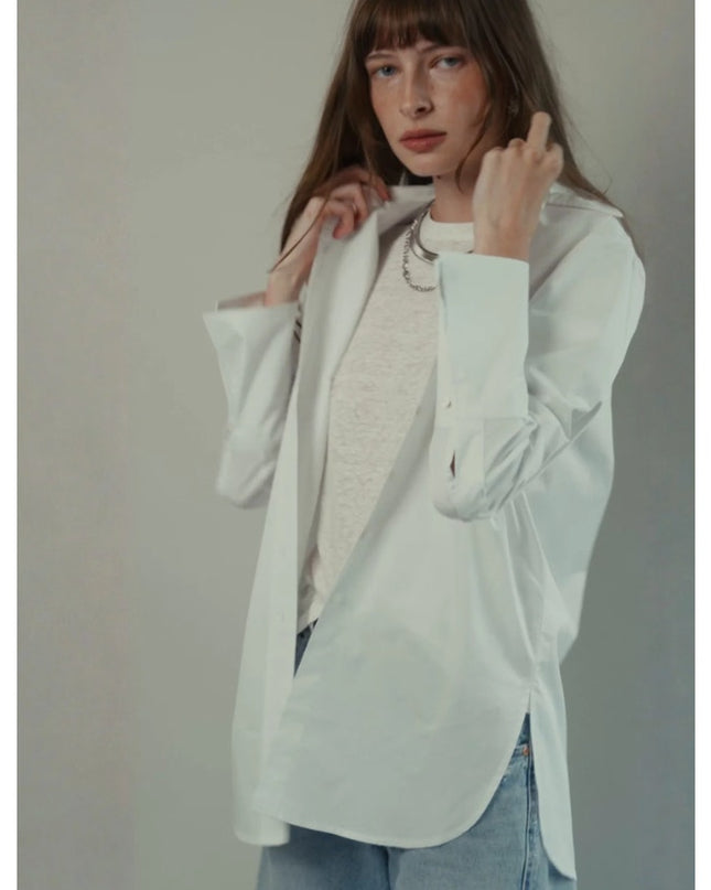 CLASSIC SIX Donna Button Down Shirt White Long Sleeve Cotton Blouse Women's 8