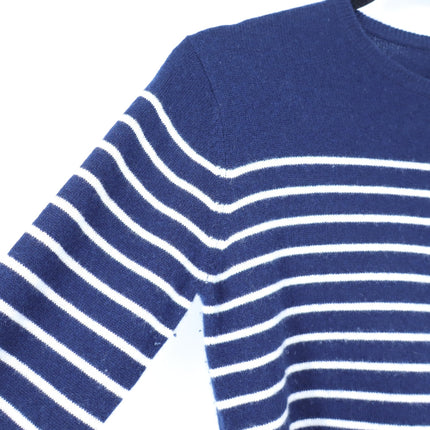 Kule Sophie Sweater 100% Cashmere Pullover Blue Stripe Crew Neck Women's S