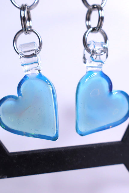 GLASSWEAR STUDIOS Handmade Caribbean Blue Heart Weights 10g/2.5mm Hangers