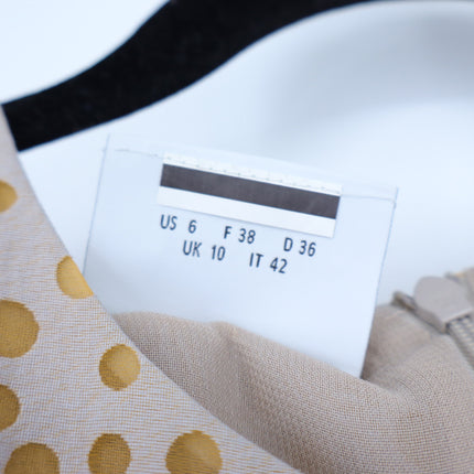 AKRIS PUNTO Sleeveless Polka Dot Flounce Dress Tan Gold Knee Length Women's 6