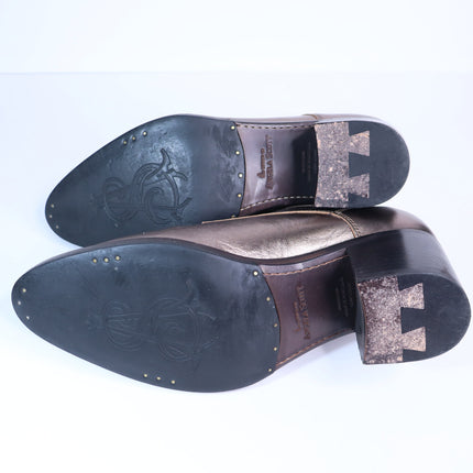 THE OFFICE OF ANGELA SCOTT Miss Button Metallic Heel Loafers Bronze Women's 35.5