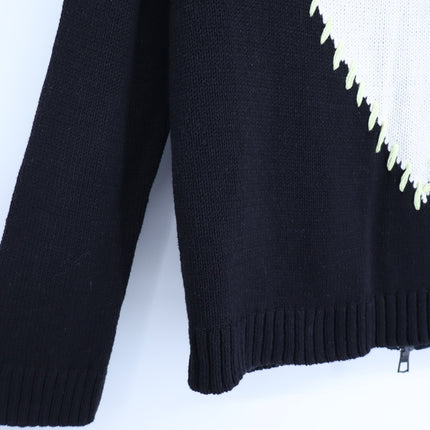 Lisa Todd Romancin Ribbed Heart Sweater Knit Jacket Black Intarsia Women's S