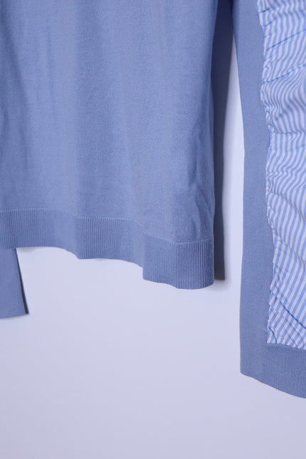 VERONICA BEARD NEW Adler Mixed Media Sweater Light Blue Merino Wool Women's XL